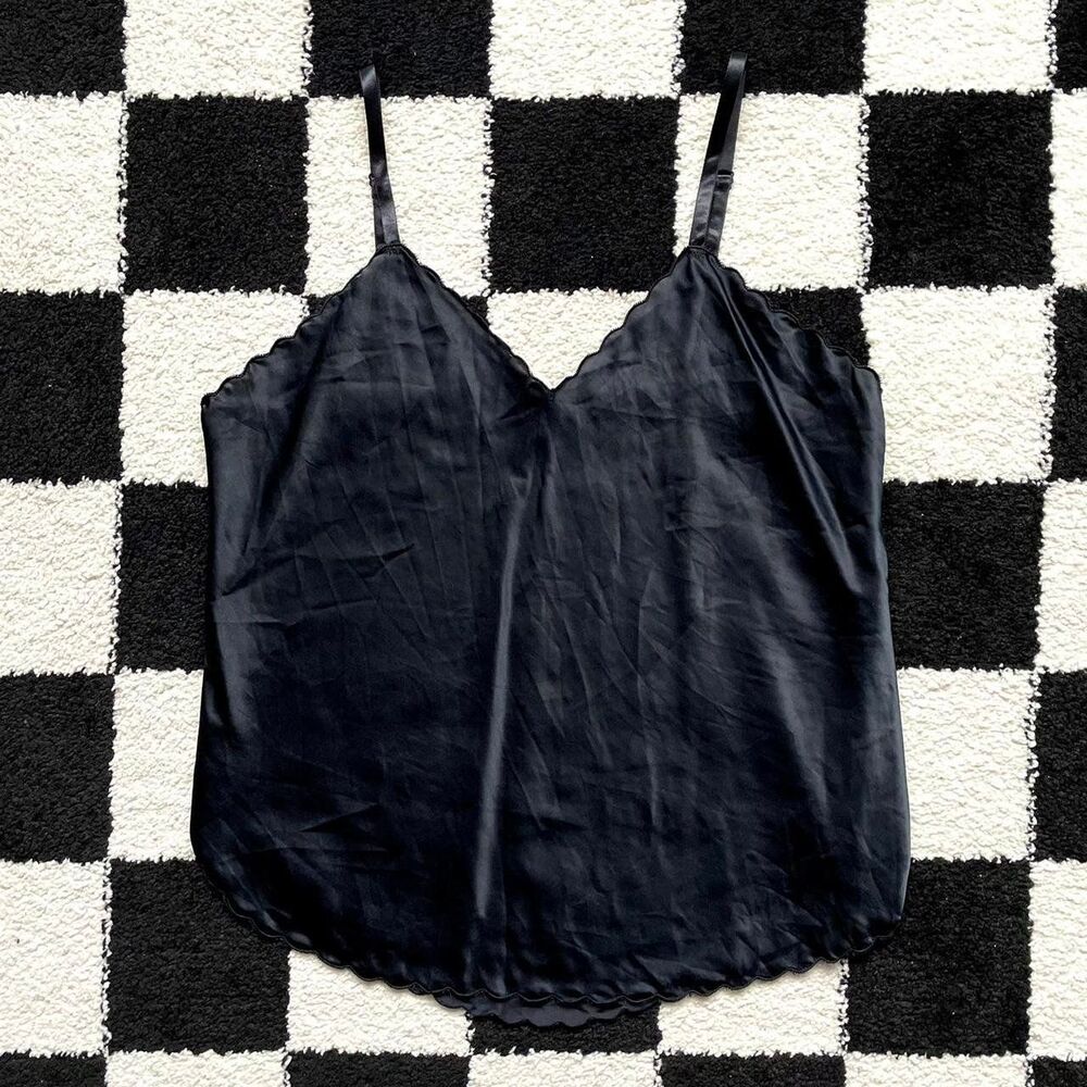 Vintage Black Satin Cami M